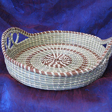 Round Double Egg Loop Sweetgrass Serving Tray